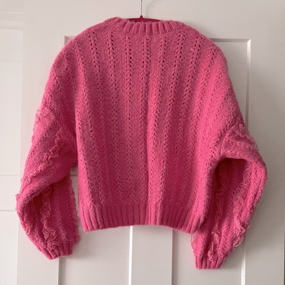Zara pink ruffled knit sweater with lace - Picture 11 of 14